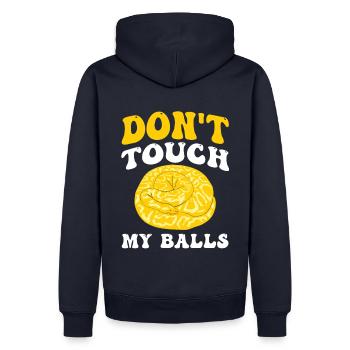 Don't Touch My Balls Für Alle Snake-fans - Männer Premium Bio Hoodie - Navy - Hinten - Nico (187cm)