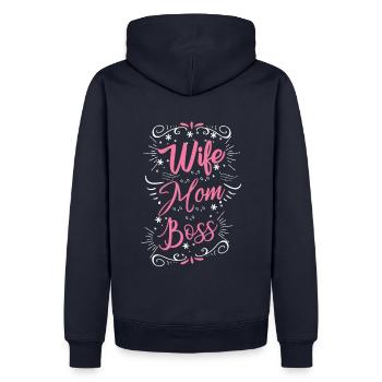 Wife Mom Boss for all mothers - Men’s Premium Organic Hoodie - navy - Back - Nico (187cm)