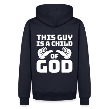 Dieser Typ Ist Ein Kind Gottes - Männer Premium Bio Hoodie - Navy - Hinten - Nico (187cm)