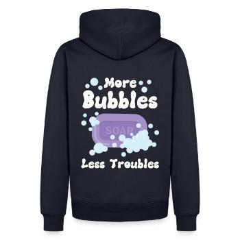 Mehr Blasen, Weniger Probleme - Männer Premium Bio Hoodie - Navy - Hinten - Nico (187cm)