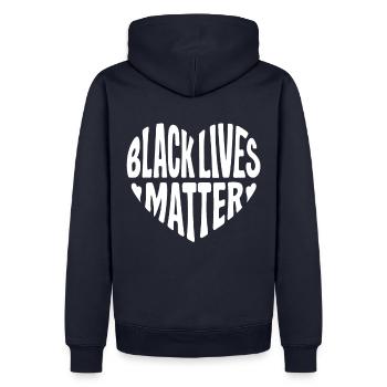 Schwarze Leben Zählen - Männer Premium Bio Hoodie - Navy - Hinten - Nico (187cm)