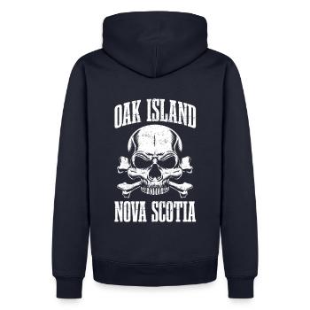 Oak Island (Nouvelle-Écosse) - Sweat à capuche Premium bio Homme - bleu marine - Dos - Nico (187cm)