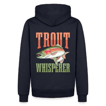 Trout whisperer for all fishing fans - Men’s Premium Organic Hoodie - navy - Back - Nico (187cm)