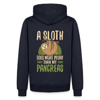 A sloth does more work than mine - Men’s Premium Organic Hoodie - navy - Back - Nico (187cm)