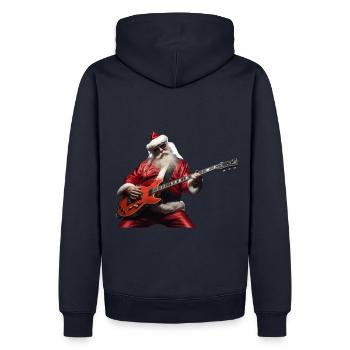 Le Père Noël joue de la guitare pour tout le monde - Sweat à capuche Premium bio Homme - bleu marine - Dos - Nico (187cm)