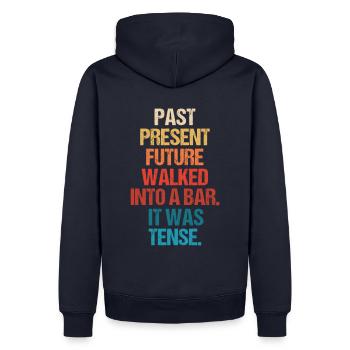 Past Present Future Went To A Bar, It Was - Men’s Premium Organic Hoodie - navy - Back - Nico (187cm)