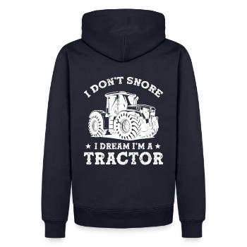 Ich Schnarche Nicht, Ich Träume Einen Traktor - Männer Premium Bio Hoodie - Navy - Hinten - Nico (187cm)