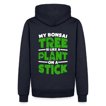 Mon bonsaï est comme une plante sur un - Sweat à capuche Premium bio Homme - bleu marine - Dos - Nico (187cm)