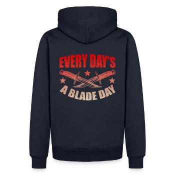 Jeder Tag Ist Ein Klingentag - Männer Premium Bio Hoodie - Navy - Hinten - Nico (187cm)