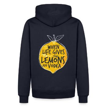 When life gives you lemons - Men’s Premium Organic Hoodie - navy - Back - Nico (187cm)
