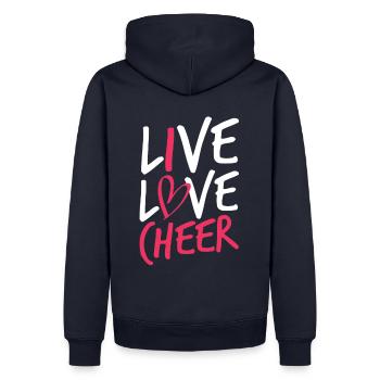 Leben Liebe Jubel - Männer Premium Bio Hoodie - Navy - Hinten - Nico (187cm)
