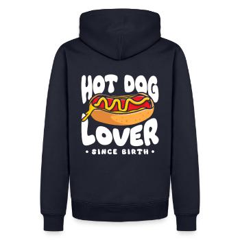 Amateurs de hot-dogs depuis la naissance - Sweat à capuche Premium bio Homme - bleu marine - Dos - Nico (187cm)