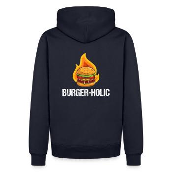Burger-holic pour tous les burgers et - Sweat à capuche Premium bio Homme - bleu marine - Dos - Nico (187cm)