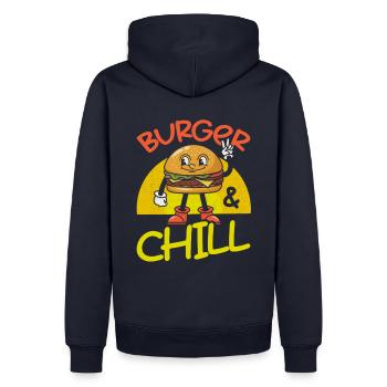 Burger et détente - Sweat à capuche Premium bio Homme - bleu marine - Dos - Nico (187cm)