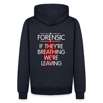 Médecine légale, si vous respirez, nous y allons - Sweat à capuche Premium bio Homme - bleu marine - Dos - Nico (187cm)