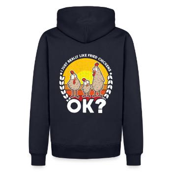 Ich Mag Gebratene Hühner Sehr Gerne. - Männer Premium Bio Hoodie - Navy - Hinten - Nico (187cm)
