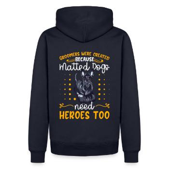 Groomers were created because matted dogs - Men’s Premium Organic Hoodie - navy - Back - Nico (187cm)