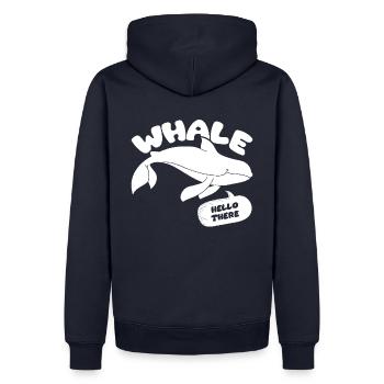 Whale Hello, Funny Whale - Men’s Premium Organic Hoodie - navy - Back - Nico (187cm)