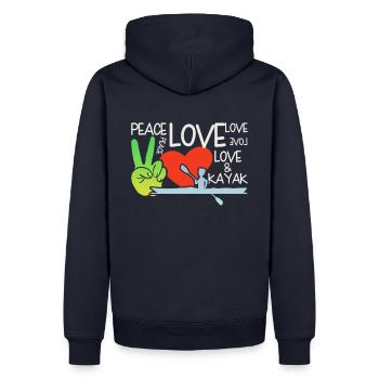 Peace Love Kayak - Men’s Premium Organic Hoodie - navy - Back - Nico (187cm)