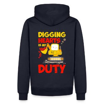 Herzen Ausgraben Ist Meine Pflicht - Männer Premium Bio Hoodie - Navy - Hinten - Nico (187cm)