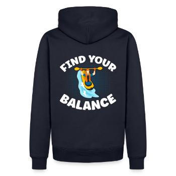Find your balance - Men’s Premium Organic Hoodie - navy - Back - Nico (187cm)
