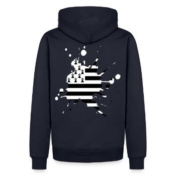 Tache drapeau Bretagne 2 - Sweat à capuche Premium bio Homme - bleu marine - Dos - Nico (187cm)