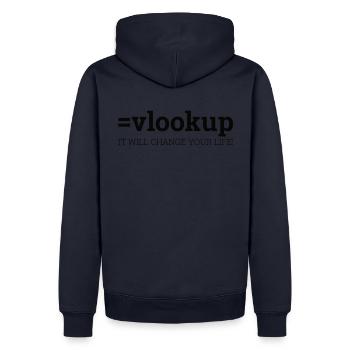 "=vlookup" | Admin, Computer, Informatik - Männer Premium Bio Hoodie - Navy - Hinten - Nico (187cm)