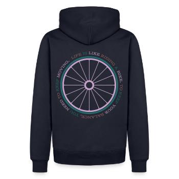 Gravel, VTT, Passion, Cyclisme - Sweat à capuche Premium bio Homme - bleu marine - Dos - Nico (187cm)
