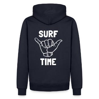 Surf Time Surfing Surfen Geschenk - Männer Premium Bio Hoodie - Navy - Hinten - Nico (187cm)