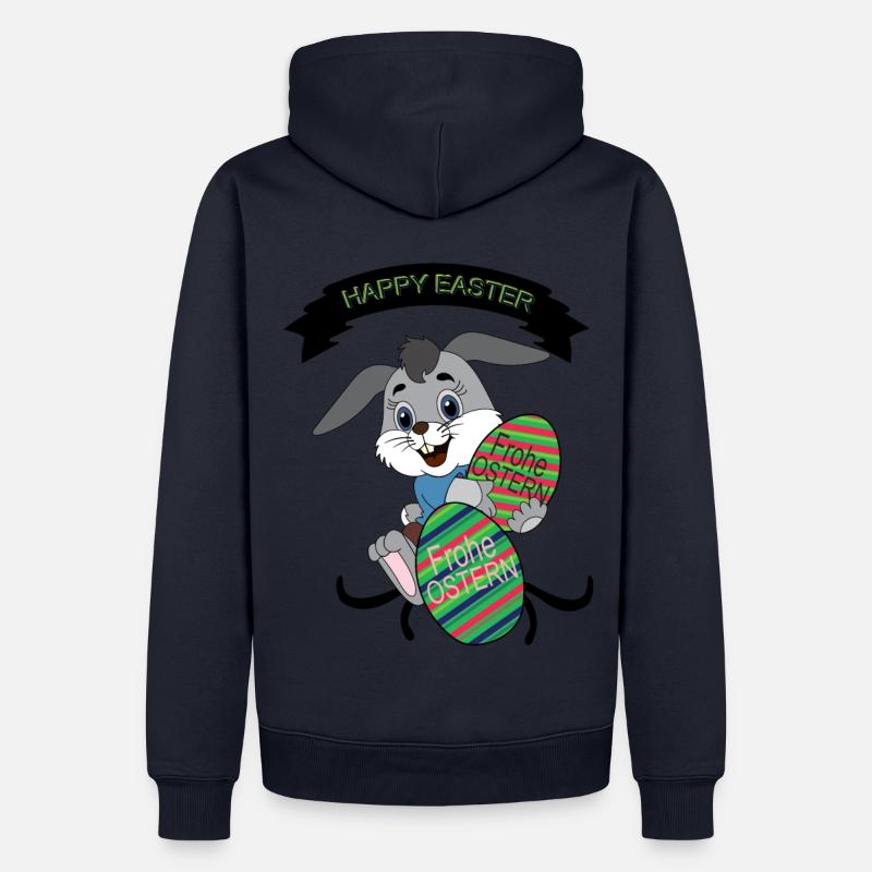 HAPPY EASTER, Easter , Coloured Easter Eggs - Men’s Premium Organic Hoodie - navy