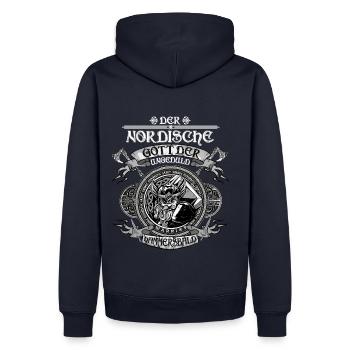 Wikinger Nordische Mythologie -Odin - Männer Premium Bio Hoodie - Navy - Hinten - Nico (187cm)