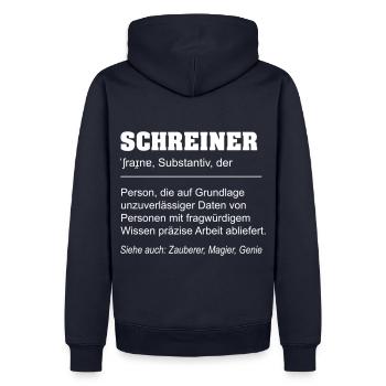 Lustige Definition Schreiner Beruf - Männer Premium Bio Hoodie - Navy - Hinten - Nico (187cm)