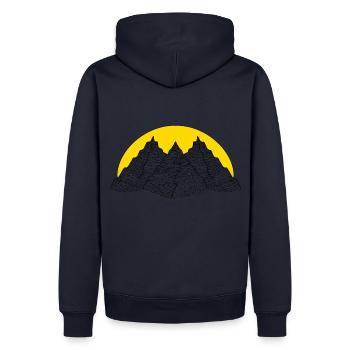 Sun and Mountains - Männer Premium Bio Hoodie - Navy - Hinten - Nico (187cm)