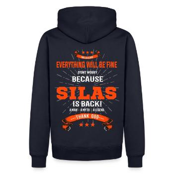 Silas est de retour T-shirt - Sweat à capuche Premium bio Homme - bleu marine - Dos - Nico (187cm)