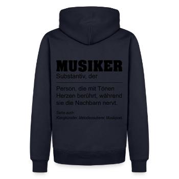 Musiker Definition - Männer Premium Bio Hoodie - Navy - Hinten - Nico (187cm)