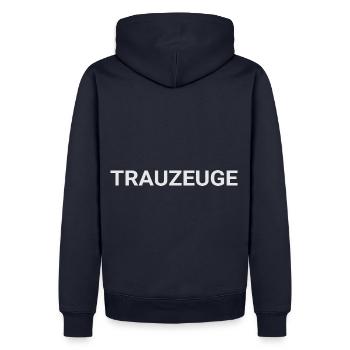 Trauzeuge Hochzeit - Trauung - Heiraten - Männer Premium Bio Hoodie - Navy - Hinten - Nico (187cm)