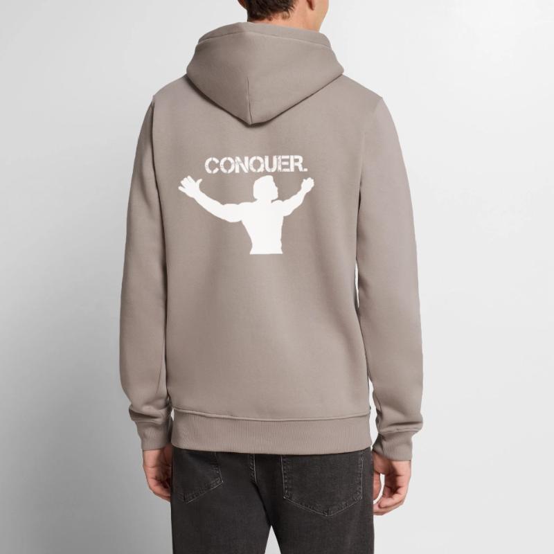Conquérir. Conception de musculation Sweat à capuche Premium bio Homme