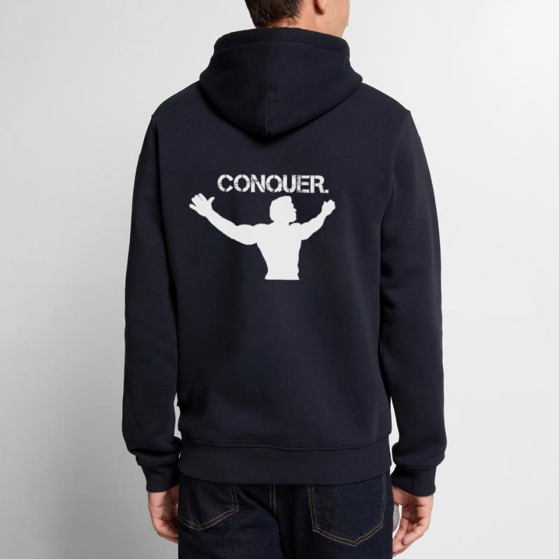 Conquer. Bodybuilding Design Men’s Premium Organic Hoodie