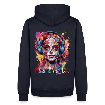 Music is my Life - Men’s Premium Organic Hoodie - navy - Back - Nico (187cm)