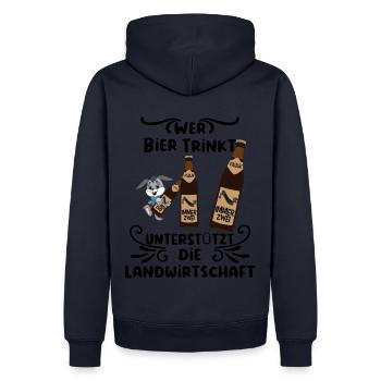 Wer Bier trinkt unterstützt die Landwirtschaft - Männer Premium Bio Hoodie - Navy - Hinten - Nico (187cm)