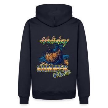 Urlaubs T Shirt Holiday - Männer Premium Bio Hoodie - Navy - Hinten - Nico (187cm)