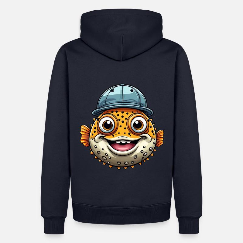 Cooler Kugelfisch mit Basecap - Männer Premium Bio Hoodie - Navy