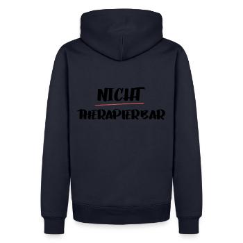 Lustiger Spruch für die Arbeit: Nicht therapierbar - Männer Premium Bio Hoodie - Navy - Hinten - Nico (187cm)