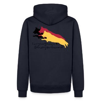 langstockhaar schäferhund - Männer Premium Bio Hoodie - Navy - Hinten - Nico (187cm)