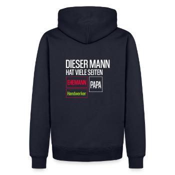 Ehemann Papa Handwerker - Männer Premium Bio Hoodie - Navy - Hinten - Nico (187cm)