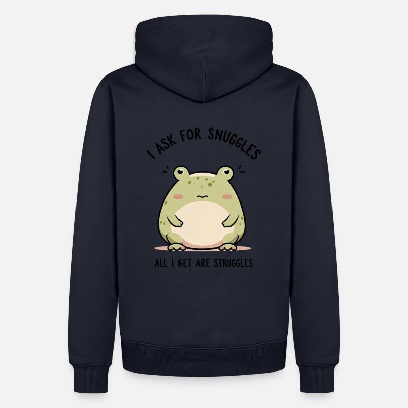Trauriger Frosch – Kuscheln oder Kämpfen? - Männer Premium Bio Hoodie - Navy