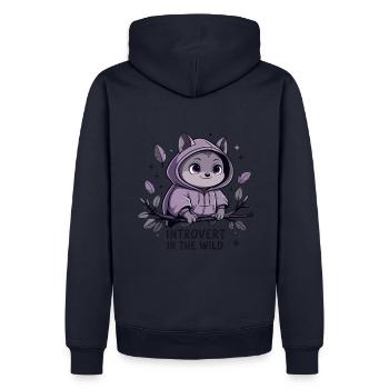 Introvertiert im Freien – Tier im Hoodie - Männer Premium Bio Hoodie - Navy - Hinten - Nico (187cm)