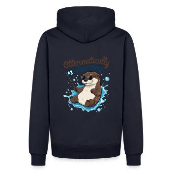 Süßer Otter für Kinder – Lustiges Geburtstagsdesig - Männer Premium Bio Hoodie - Navy - Hinten - Nico (187cm)