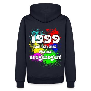 1999 bin ich aus meiner Mama ausgeszogen - Männer Premium Bio Hoodie - Navy - Hinten - Nico (187cm)