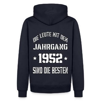Die Leute mit dem Jahrgang 1952 - Männer Premium Bio Hoodie - Navy - Hinten - Nico (187cm)
